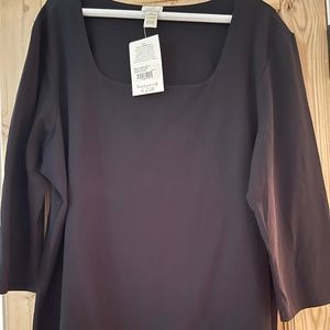 J Jill: Plus size basic black scoop-neck tee, never worn